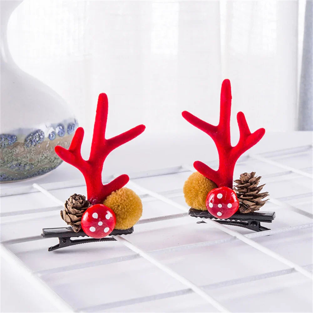 2pcs Pack Cute Reindeer Ears Hair Clip Classic