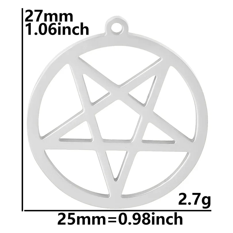 5pcs Hollow Round Pentagram Charm for Jewelry Making