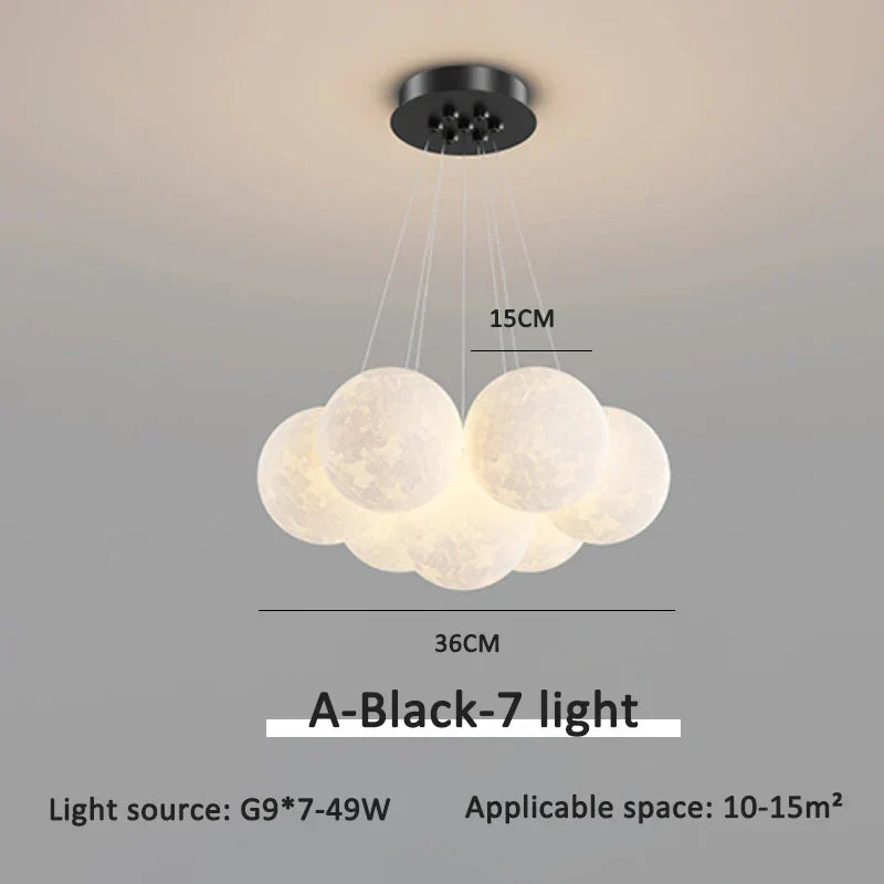 Modern 3D Moon Bubble Chandeliers Children's Room Decor