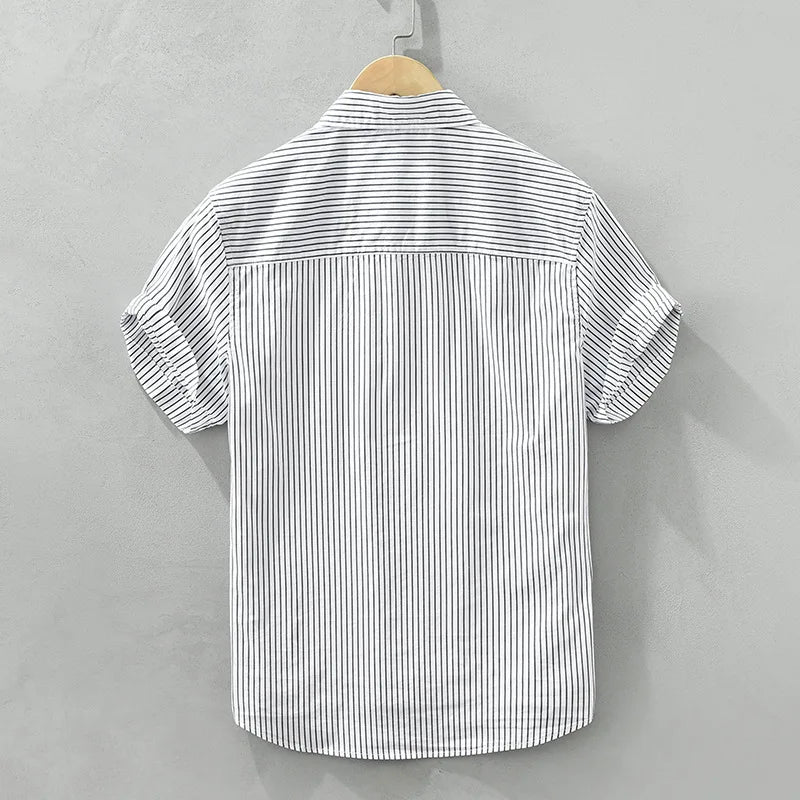 Summer New Striped Patchwork Shirt for Men Clothing
