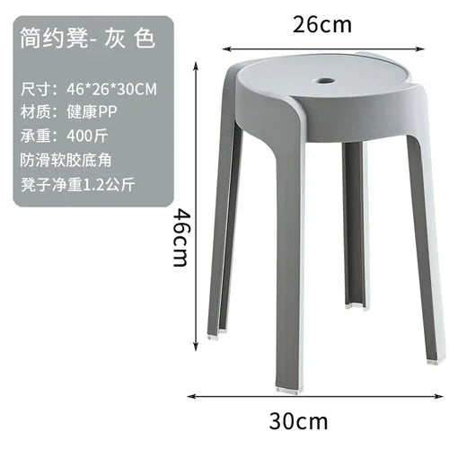 Plastic Stool Thickened Household Stackable Dining Table Bench