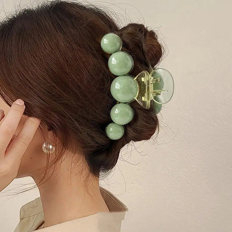 Muweordy New Large Pearl Hairpin Elegant Crab Claw