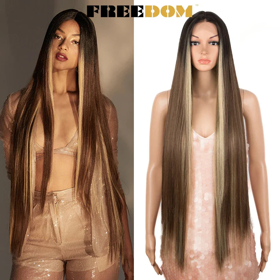 FREEDOM Synthetic Lace Front Wigs For Women Super