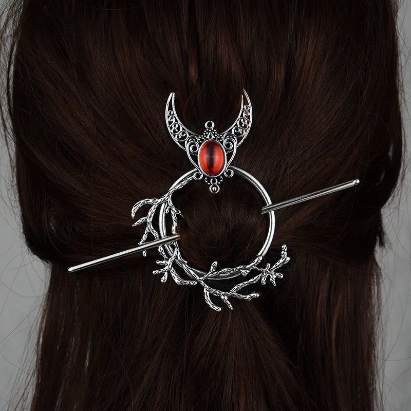 Witch Woodland Goddess Crescent Moon Dragonfly Hairstick Fairy