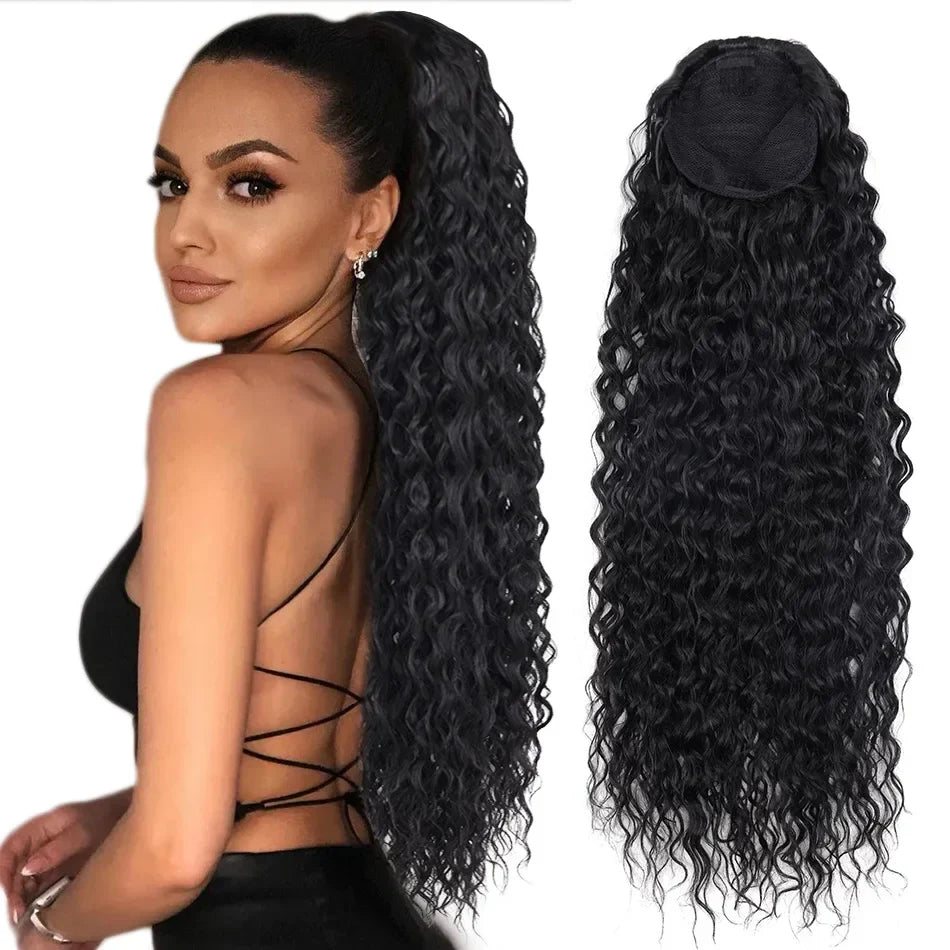 Long Curly Ponytail 80CM Synthetic Drawstring Ponytail Extensions