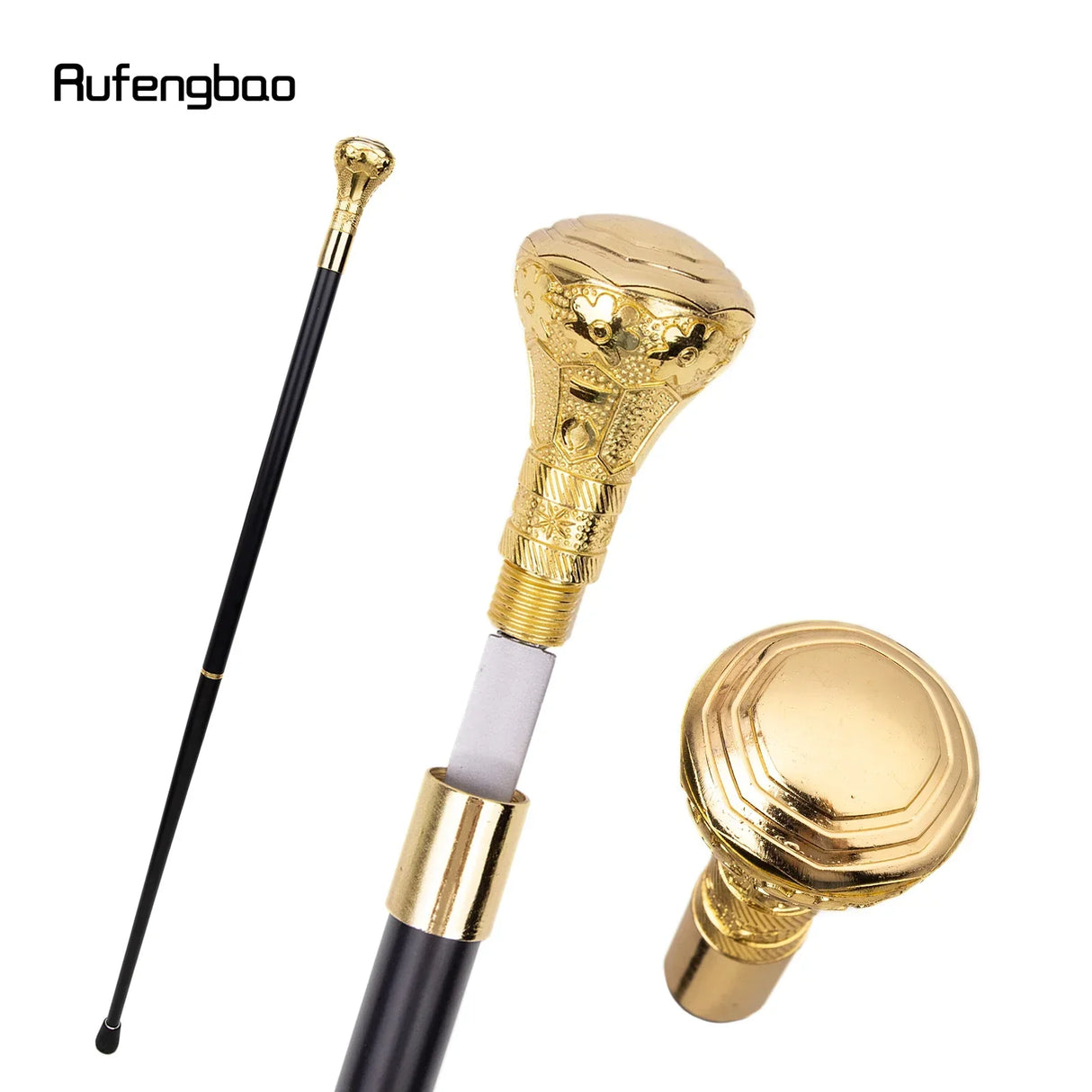 Golden Luxury Octagon Handle Walking Stick with Hidden