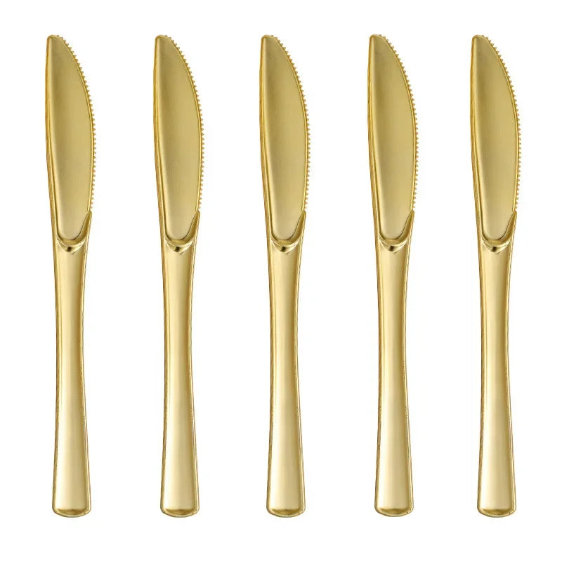 Disposable Cutlery Kraft Paper Plates Golden Cup Tableware