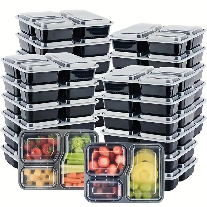 20/50pcs Lunch Box 3 Compartment Food Storages With