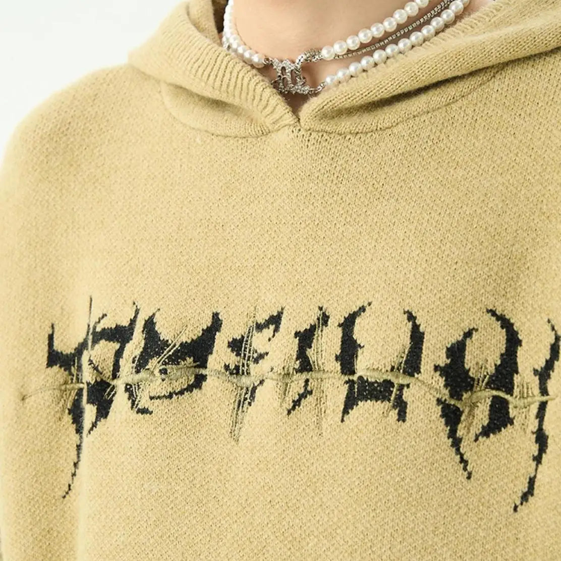 Hip Hop Hooded Sweaters Men Winter Oversized Knitwear
