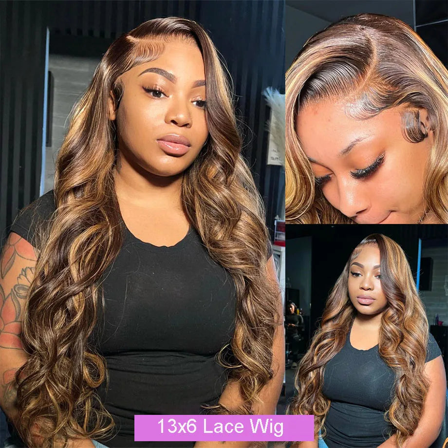 30 Inch Colored Highlight Human Hair Wigs Brazilian