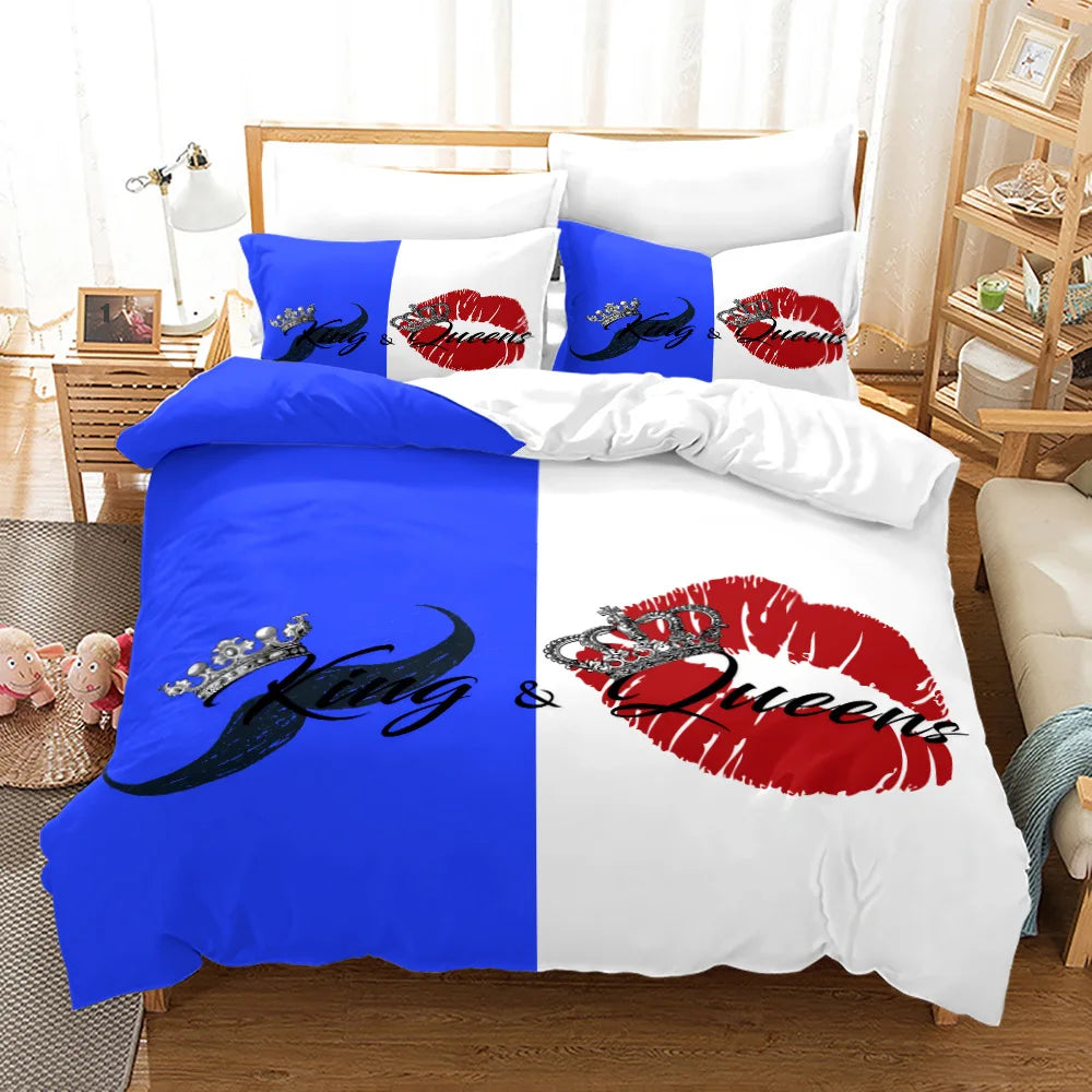 Couple/Lover White Black Luxury Bed Linen 2 People