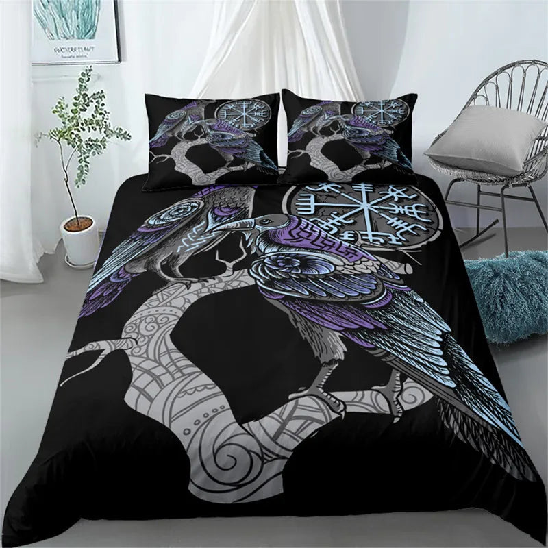 Vikings Duvet Cover Scandinavian Culture Print Bedding Set