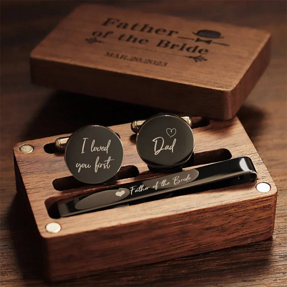 2023 Custom Bridegroom Wedding Cufflinks Sets Personalized Stainless