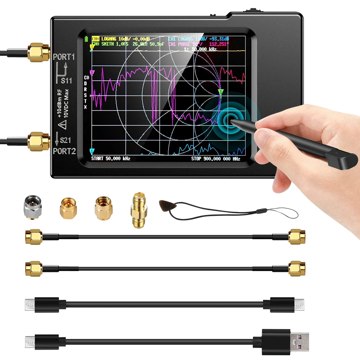 NanoVNA-H Vector Network Antenna Analyzer 10KHz-1.5GHz MF HF