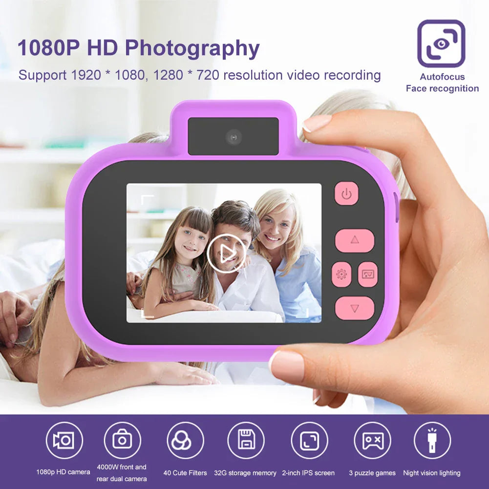 Children Camera Selfie 4000W Pixels 1080P HD Screen