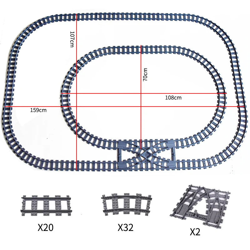 City Trains Train Track Rail Bricks Model Toy