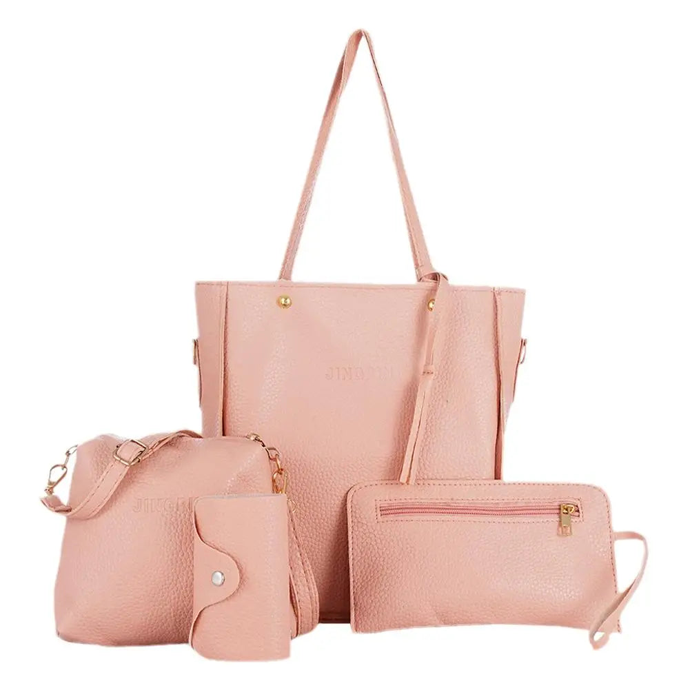4pcs/set Women Handbag Messenger PU Leather Shoulder Bag