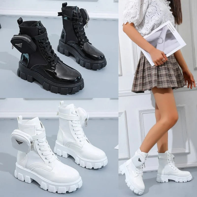 White Boots Winter Shoes Women Ankel Boots Goth