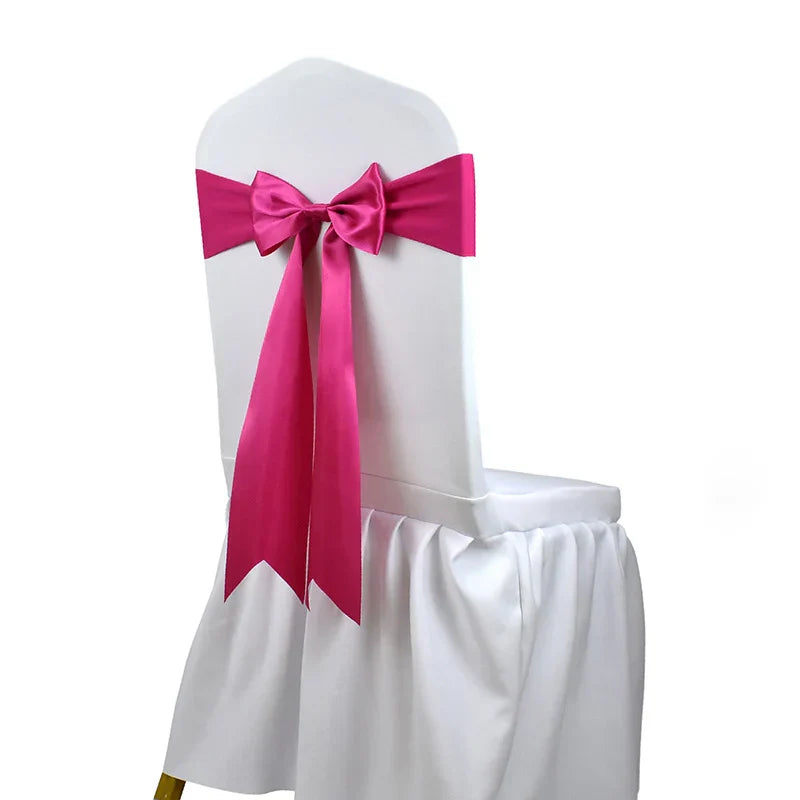 10pcs/50pcs Satin Spandex Chair Bow Band Ribbon Chair