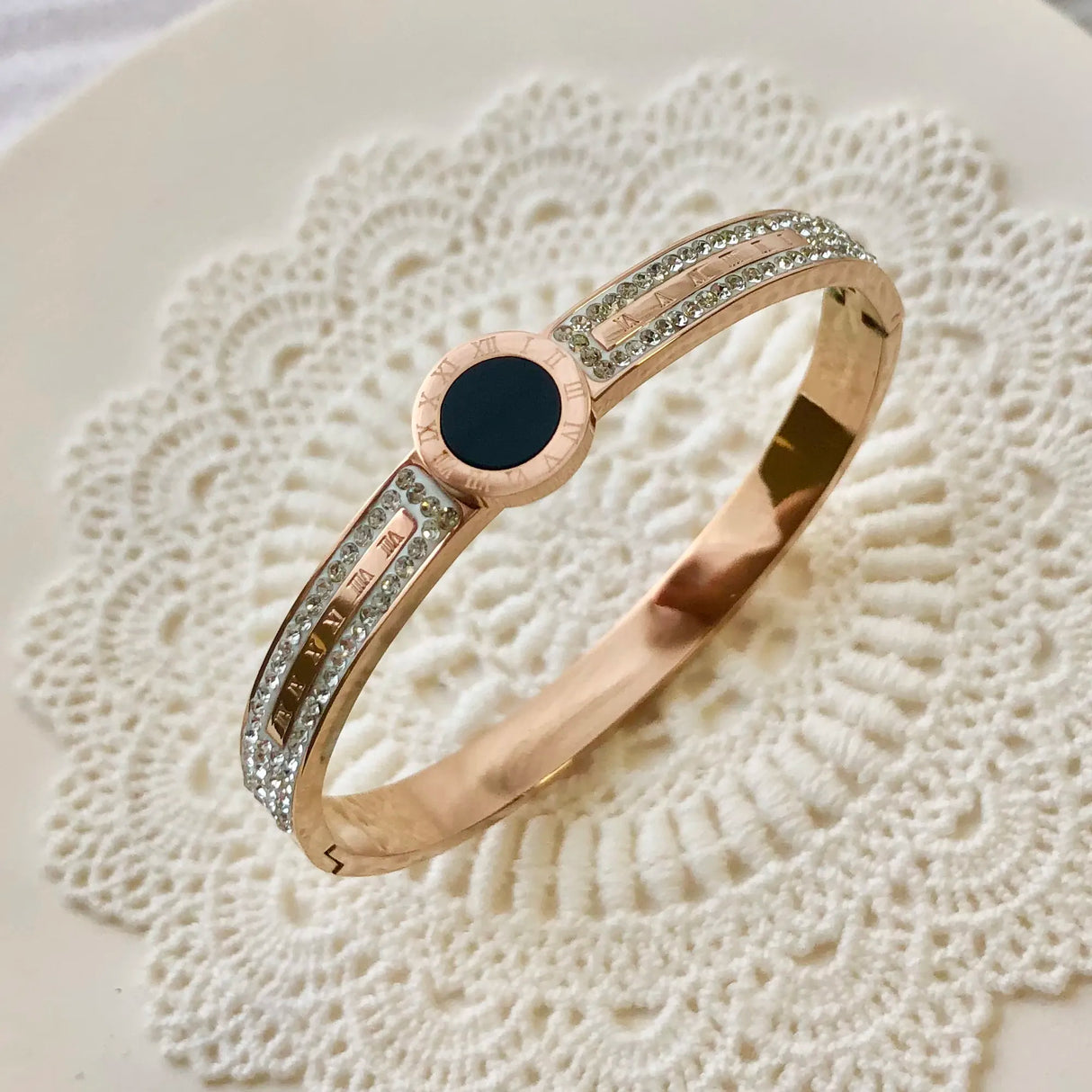 Waterproof Luxury Colorful Cubic Zirconia Bangles Stainless Steel