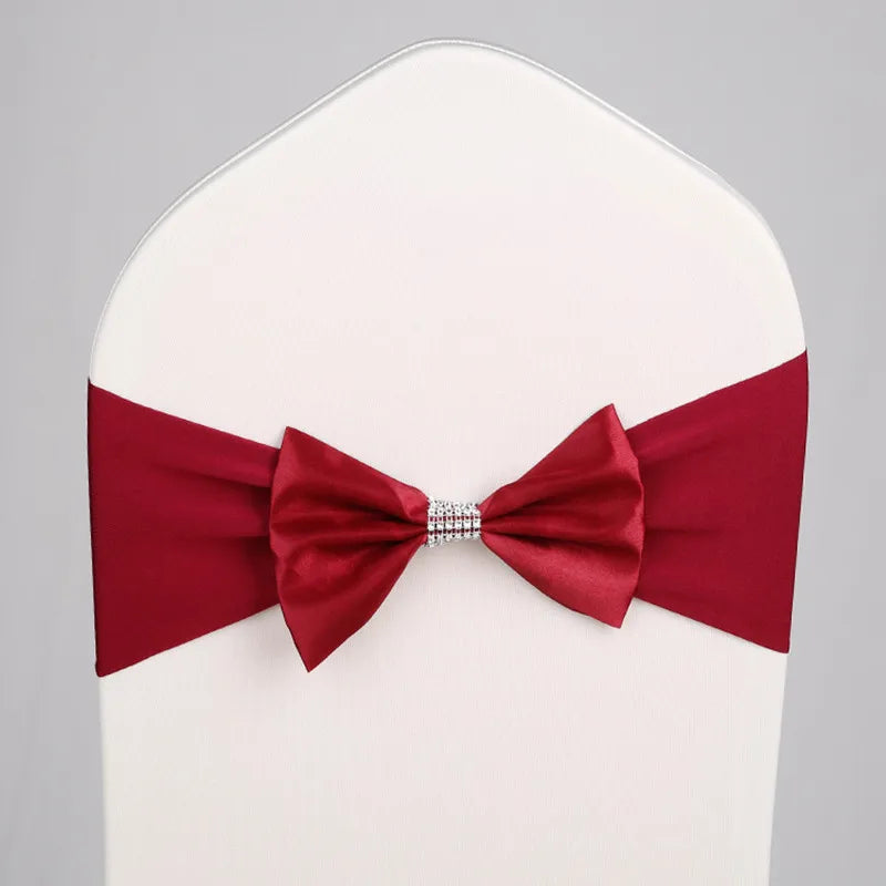 10pcs/50pcs Free Tie Wedding Satin Chair Sash Elastic