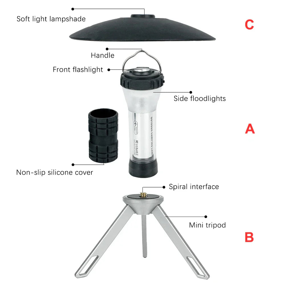 LED Camping Tent Light USB Rechargeable 3 Lighting