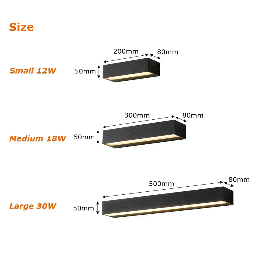 12W 18W 30W LED Wall Lamp Outdoor Waterproof