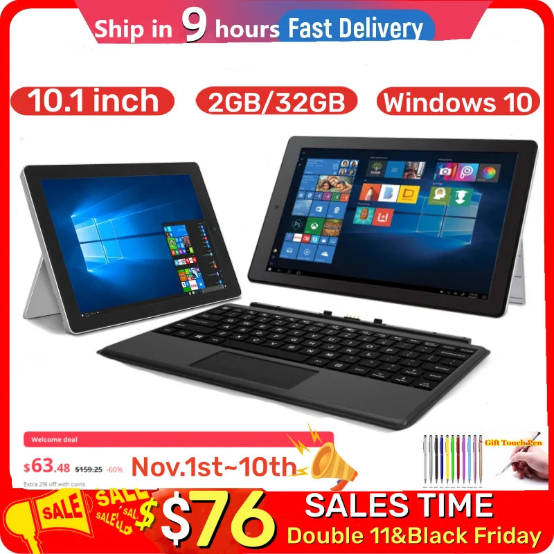 Welcome Deal Tablet PC with Stand 10.1 INCH 2GB RAM 32GB ROM W101 Windows 10 Dual Camera WIFI Quad Core HDMI-Compatible
