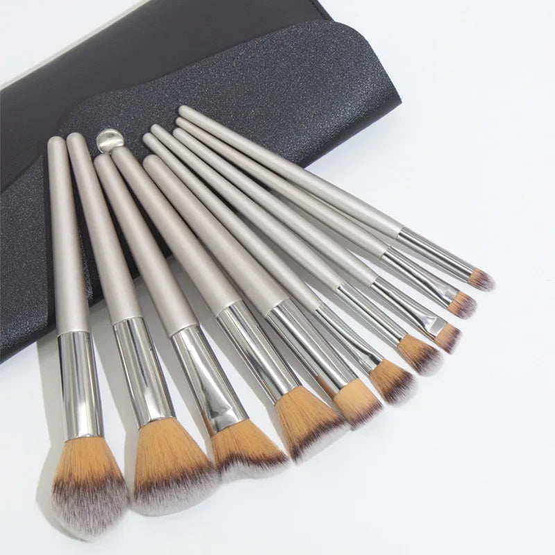 4/10Pcs Champagne Makeup Brushes Set For Cosmetic Foundation