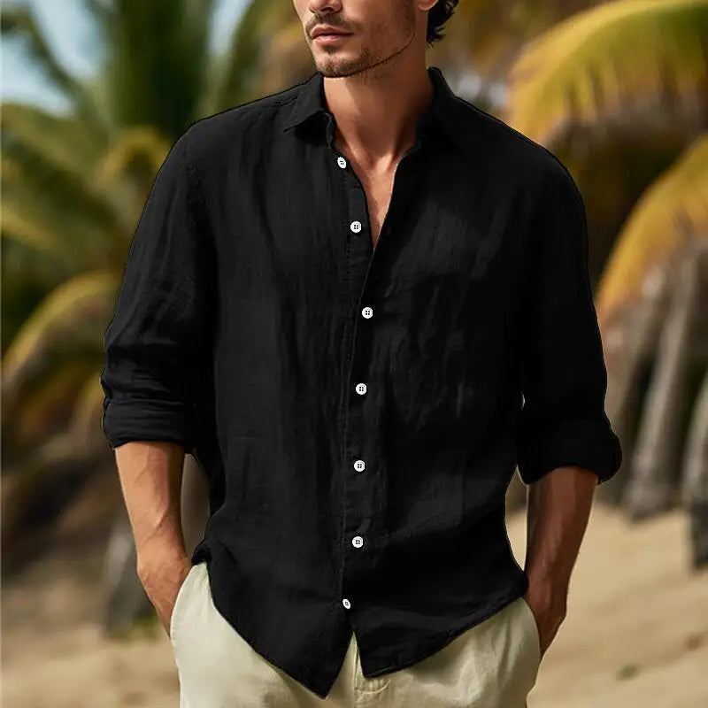 Men's Cotton Linen Business Casual Shirts And Blouses