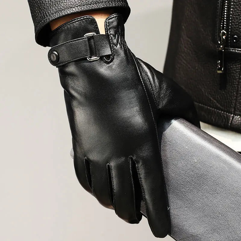 Sheepskin Genuine Leather Men's Gloves Fashion Driving Riding