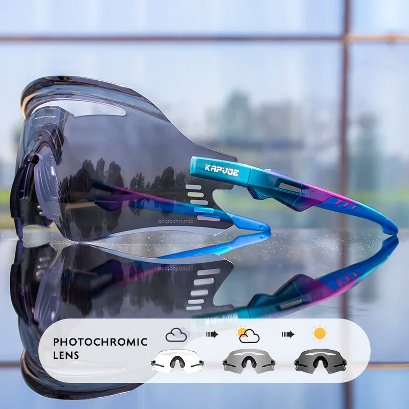 Kapvoe New Photochromic Cycling Glasses Men Women Outdoor