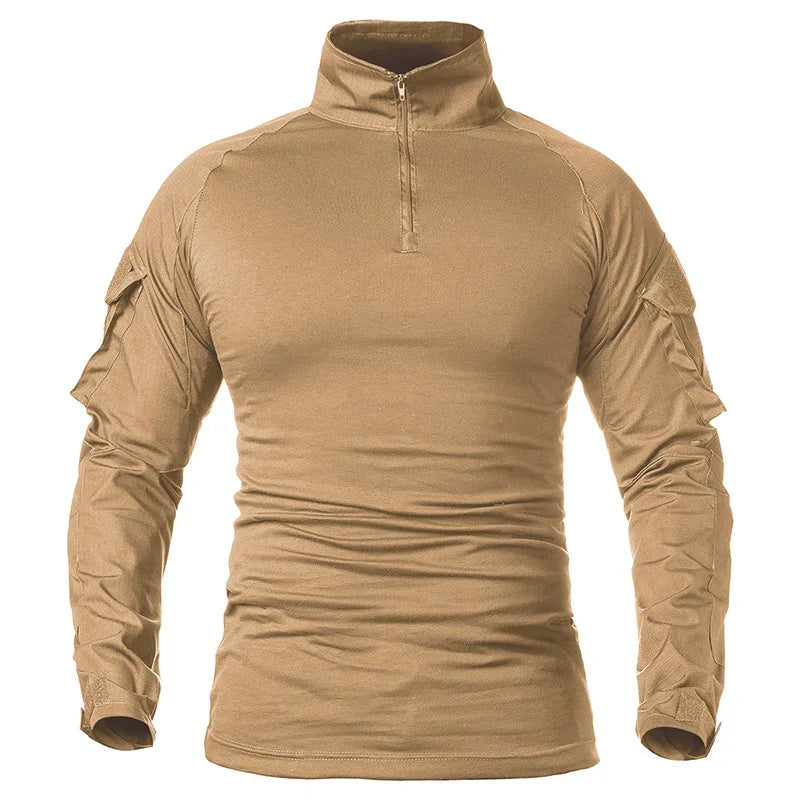 Men's Long Sleeve Army Combat Shirt 1/4 Zipper