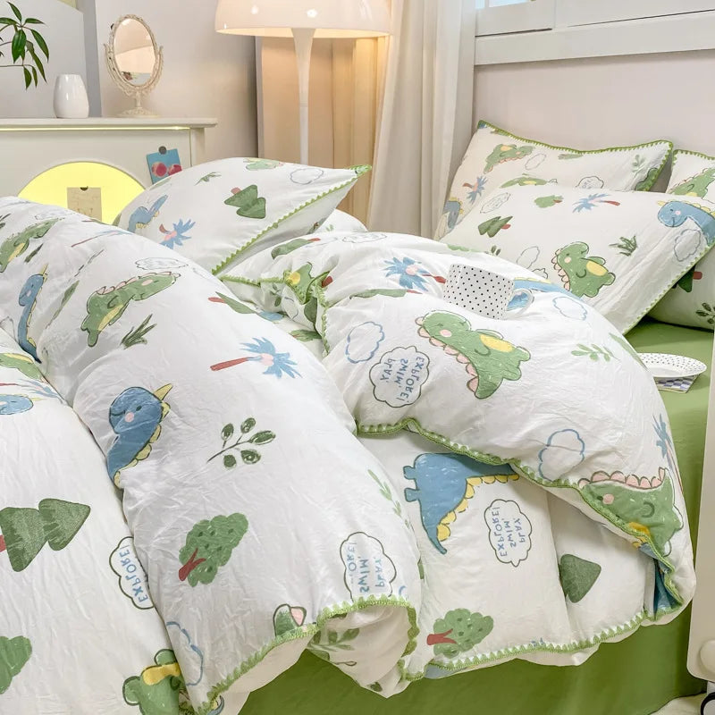 Soft Cotton Crib Bedding Set Girl Bed Kid