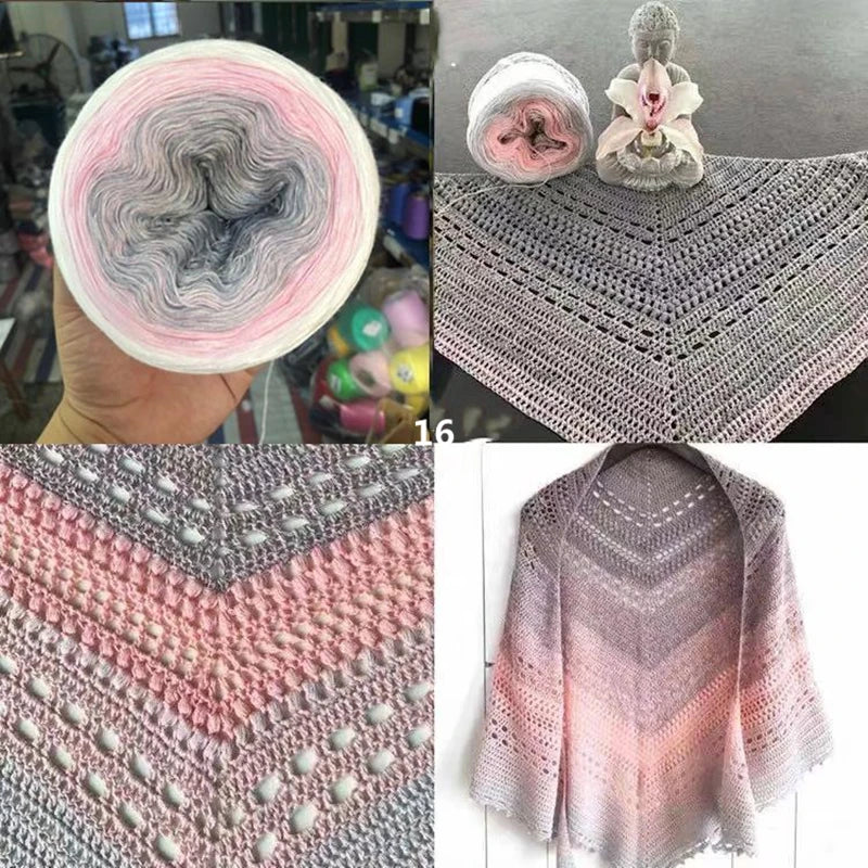 300g Cake Gradient Color Crocheted Shawl Blanket DIY