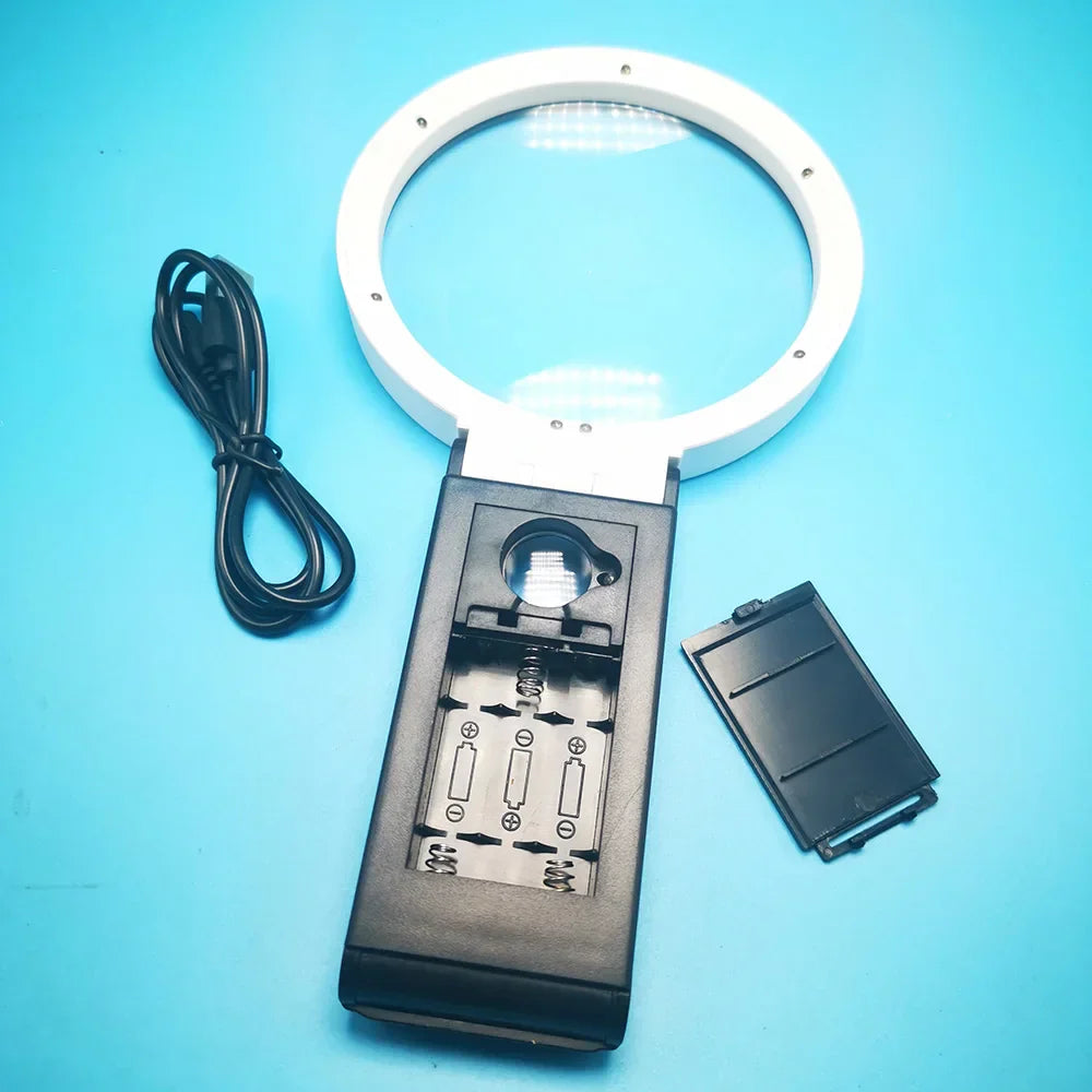 6X 25X Foldable Magnifying Glass with 8 Led