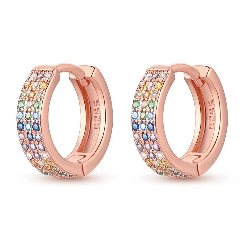 Rose Gold Hoop Earrings For Women 925 Silver