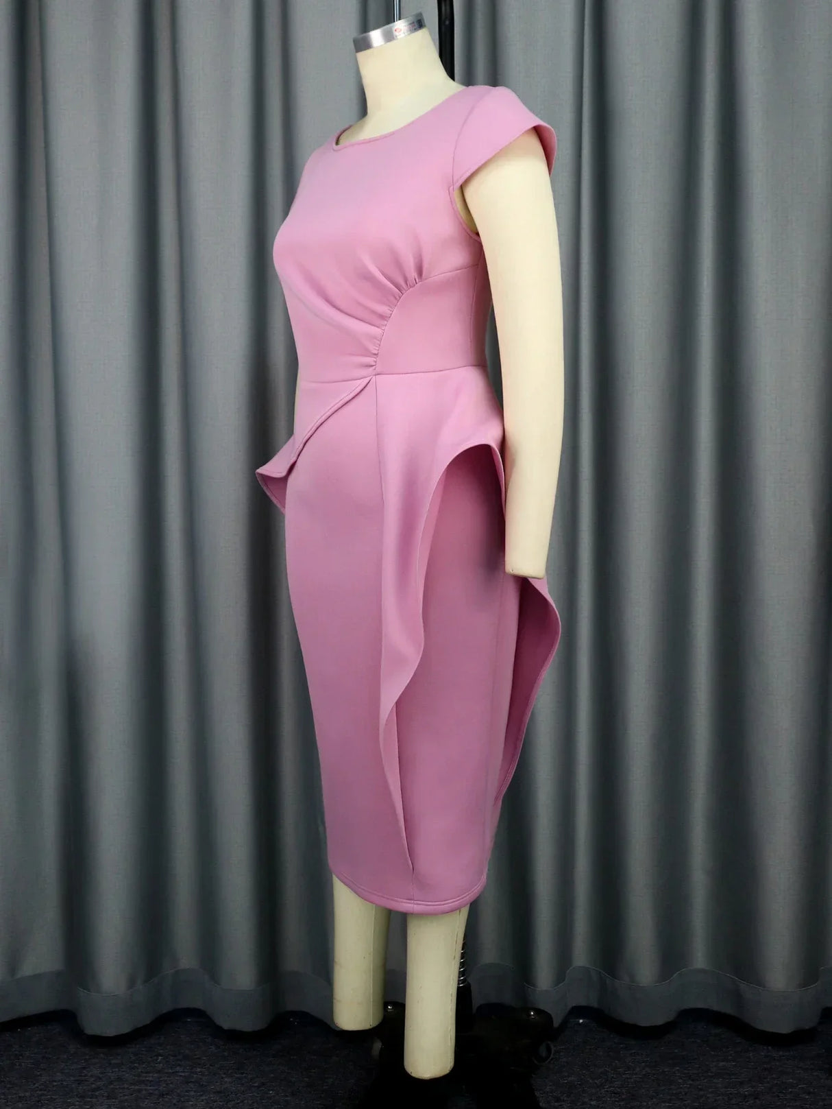 Women Elegant Party Dress Peplum Ruffle Bodycon Elastic