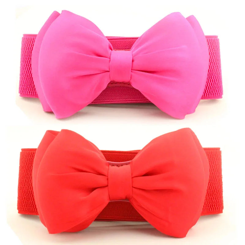 New Fashion Women Bowknot Cummerbunds Elastic Bow Wide