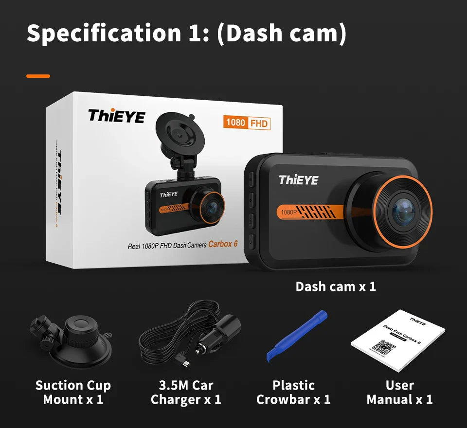 ThiEYE 3.0 Inch Dash Cam Dual Lens 1080P