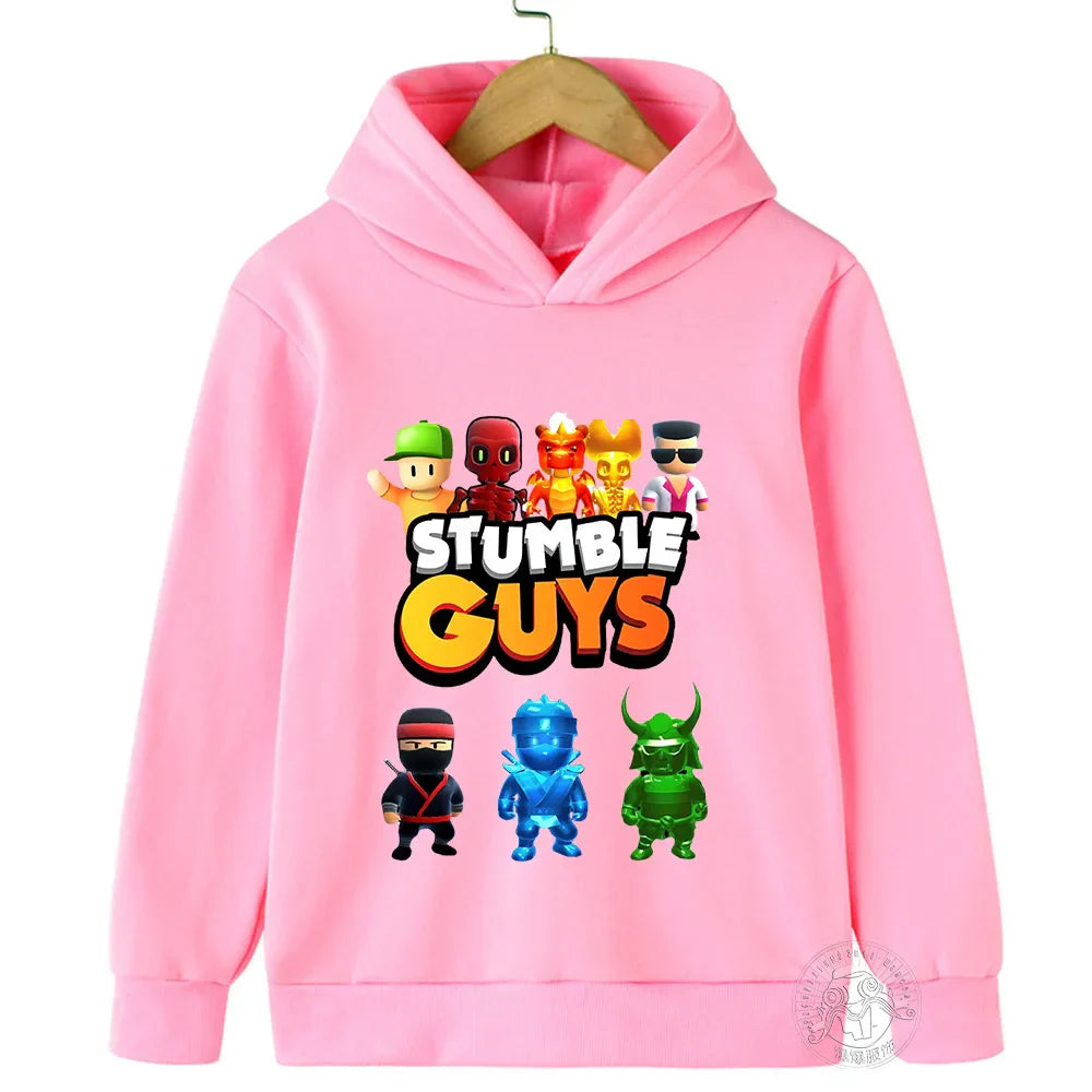 Kids Anime Stumble Guys Hooded Sweatshirts Long Sleeve