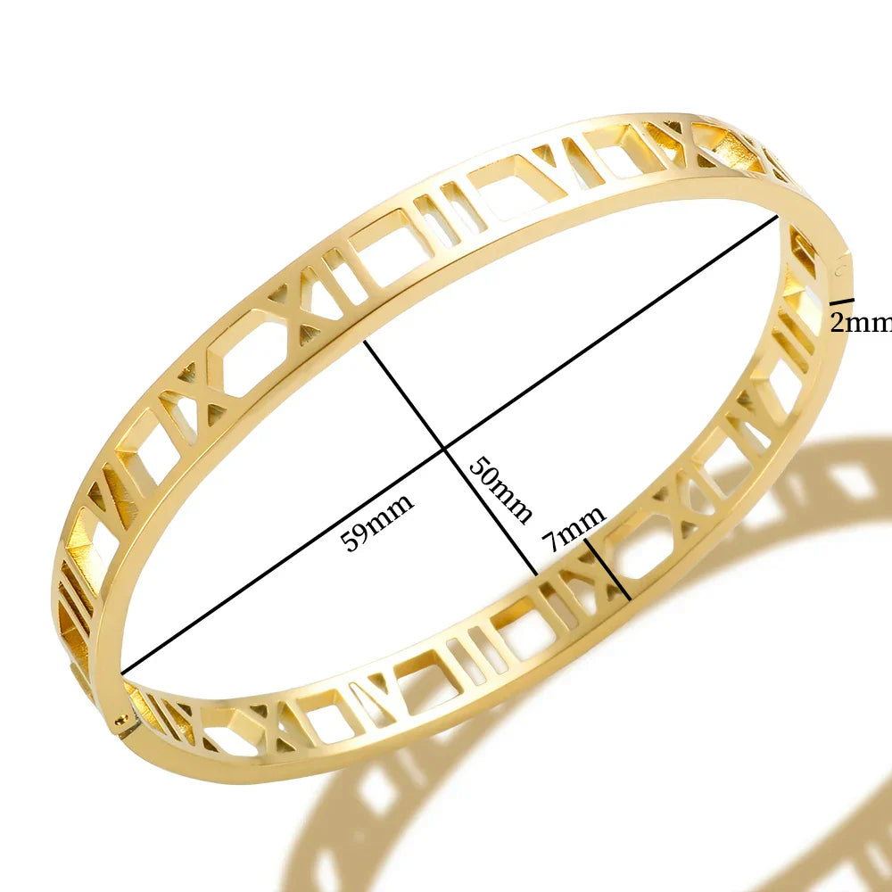 Hollow Roman Numeral Bracelets & Bangles 316L Stainless