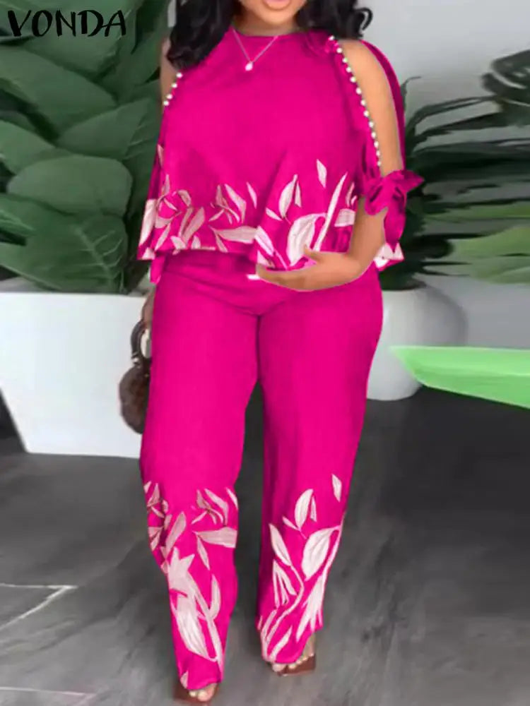 Plus Size 5XL VONDA Elegant Women Pant Sets