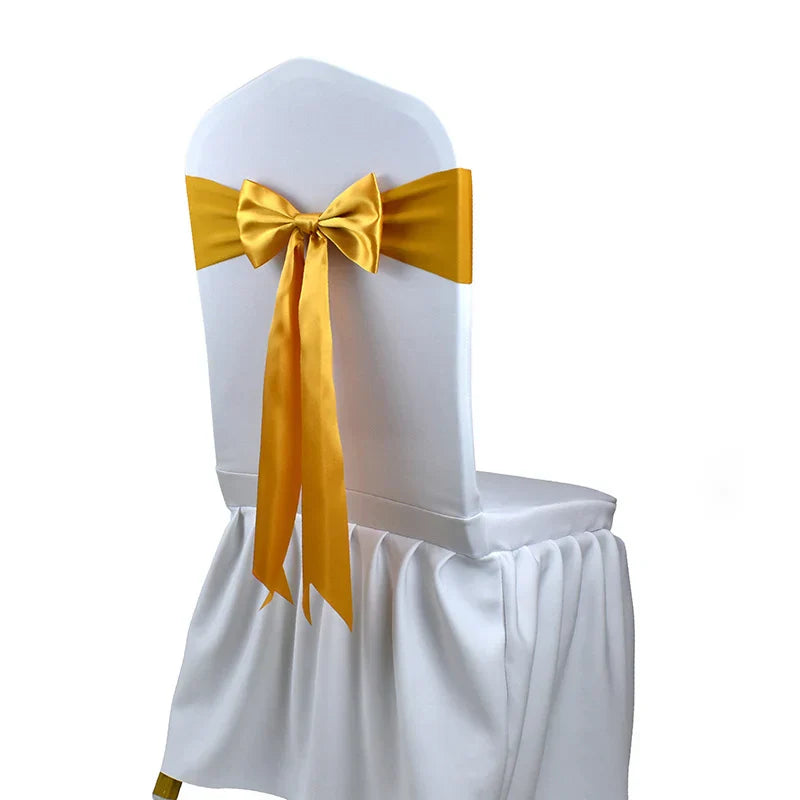 10pcs/50pcs Satin Spandex Chair Bow Band Ribbon Chair
