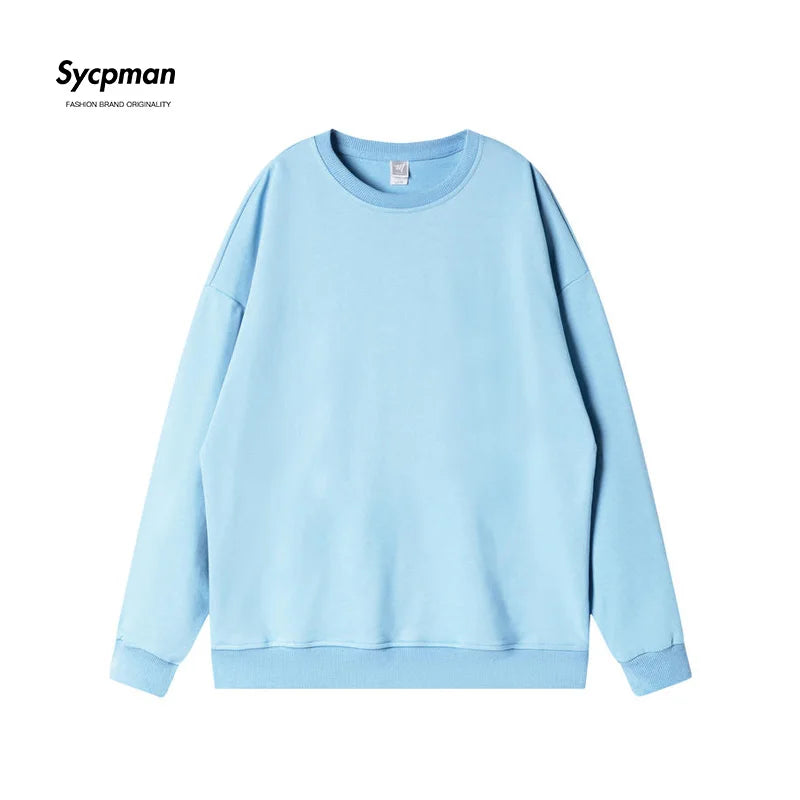 10.6oz 300gsm Cotton Pullover Sweater Men Solid Color