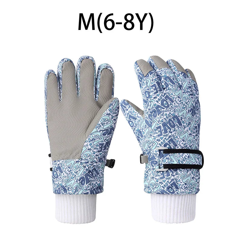 Fashion Children Ski Gloves Waterproof Kids Mittens