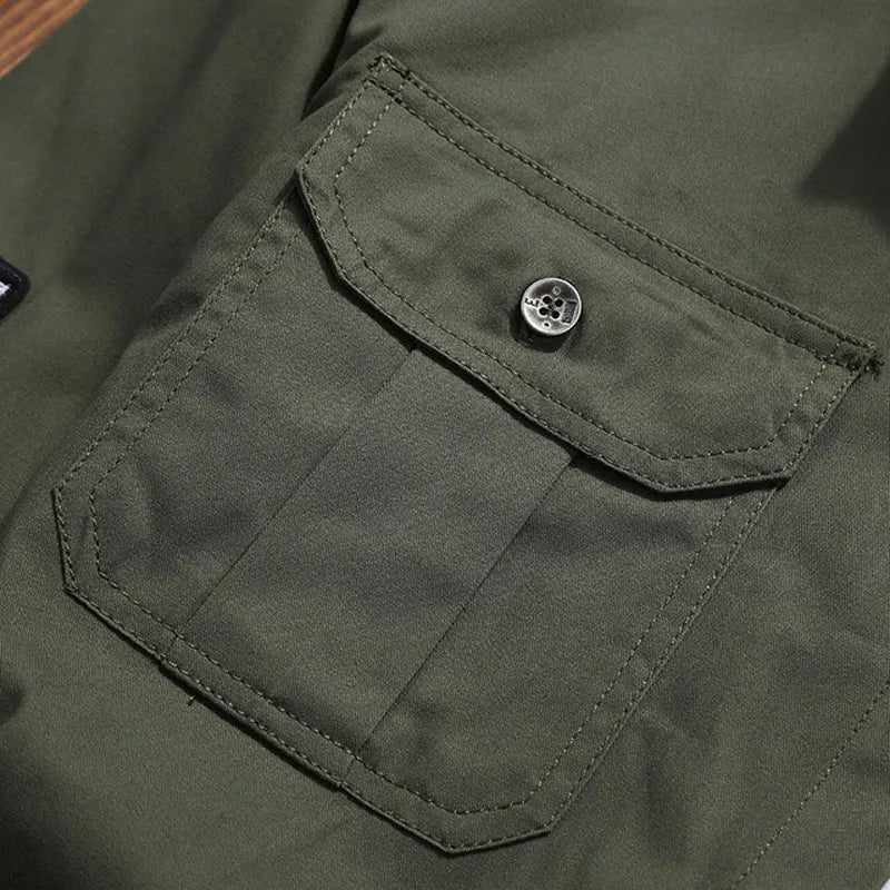 Men's Fashion Military Style Shirt Casual Retro Slim