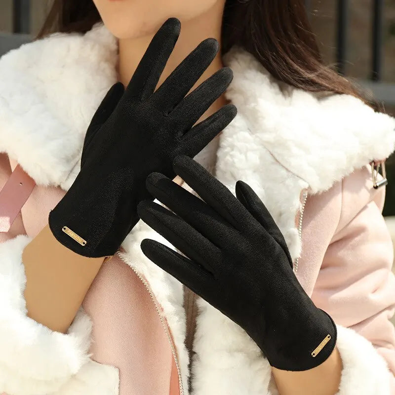 New Winter Padded Warm Gloves Cute Solid Color