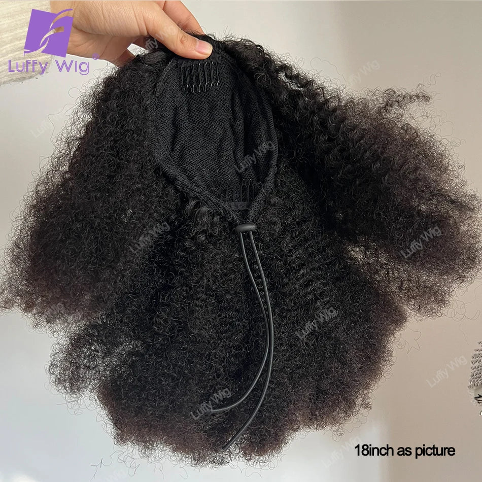 Drawstring Ponytail Human Hair 4c Afro Kinky Curly