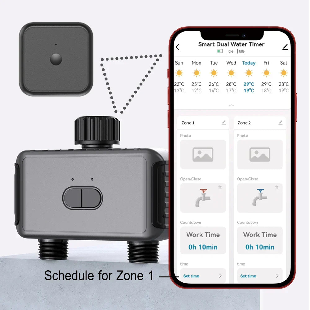 WiFi Bluetooth-compatible 2 Outlet Garden Water Timer Wireless